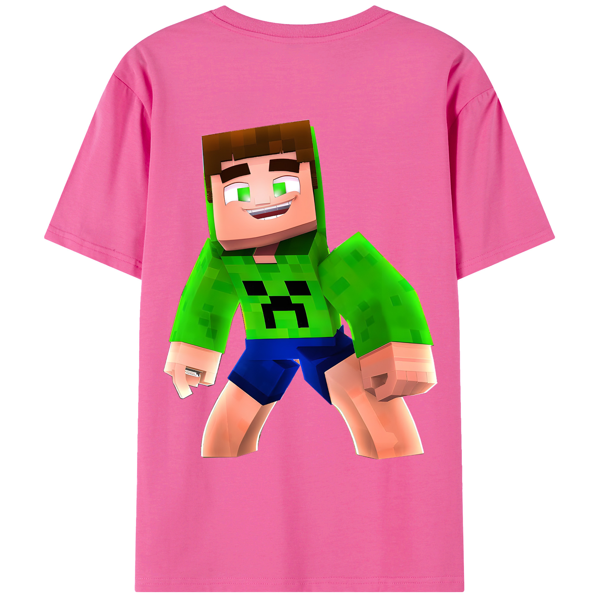 （画像用） マインクラフト ブロックの世界 Minecraft MC Block world レディース半袖Tシャツ(バックプリント)